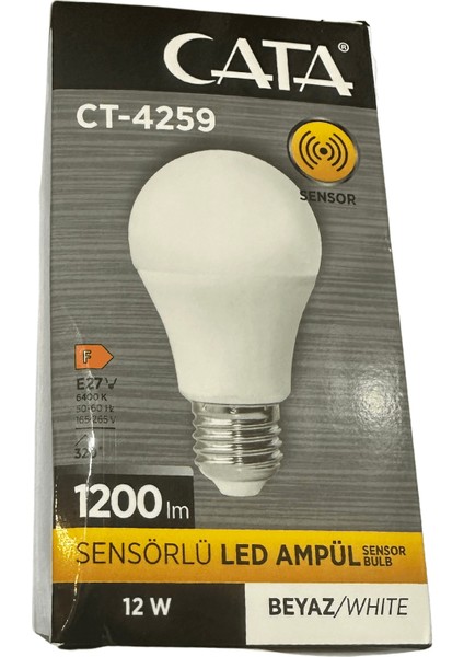 CT-4259 12W 6400K (Beyaz Işık) Sensörlü E27 Duylu LED Ampul
