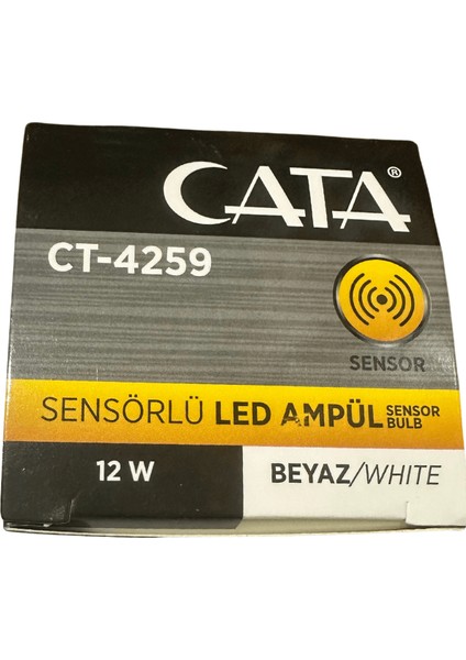 CT-4259 12W 6400K (Beyaz Işık) Sensörlü E27 Duylu LED Ampul