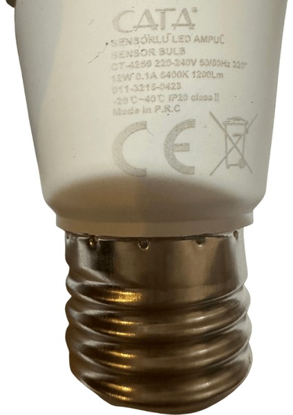 CT-4259 12W 6400K (Beyaz Işık) Sensörlü E27 Duylu LED Ampul