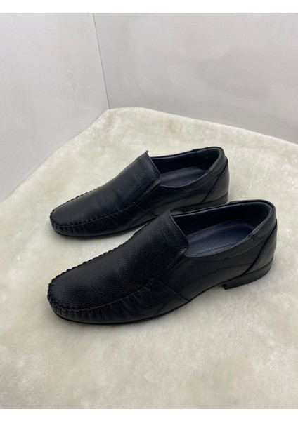 Çiğdem Siyah Gerçek Deri Erkek Bağsız Klasik Ayakkabı 7149Siyah 44 ST01997 SİYAH 44