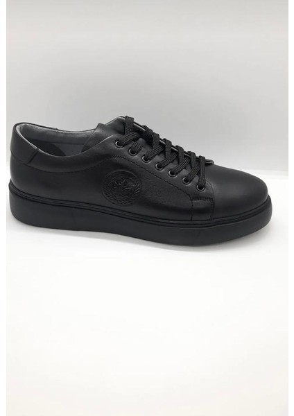 6204 Hakiki Deri Erkek Spor Ayakkabı - Siyah - 43 - ST02071-SİYAH-43