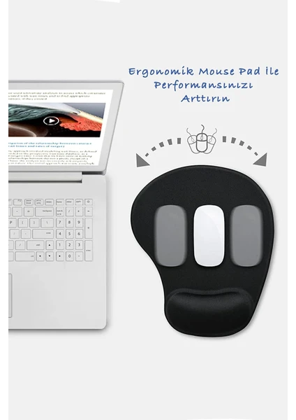 Mouse Pad Fare Altlığı Kare Siyah Oyuncu Ev Ofis Kullanımına Uygun Ergonomik Oval Mouse Ped