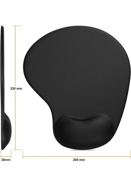 Fare Altlığı Orta Boy Siyah Oyuncu Ev Ofis Mousepad Ergonomik Bilgisayar Laptop Oval Mouse Pad