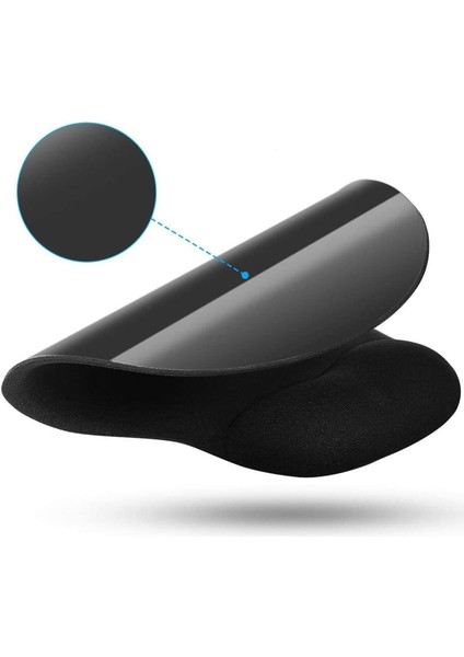 Fare Altlığı Orta Boy Siyah Oyuncu Ev Ofis Mousepad Ergonomik Bilgisayar Laptop Oval Mouse Pad