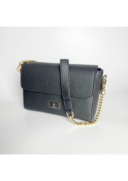 Arkabi - Siyah Deri Kadın Omuz ve Çapraz Çanta