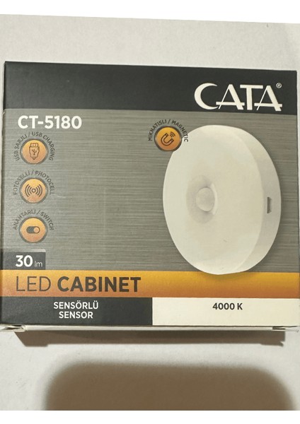 CT-5180 4000K (Günışığı) Sensörlü Şarjlı Mıknatıslı Kabin LED Ampul (2 Adet)