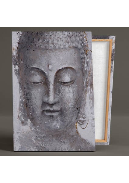 Gözü Kapalı Buda Heykeli Huzur Meditasyon Yoga Enerji Dekor Dikey Kanvas Tablo