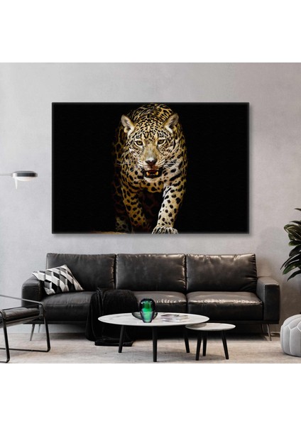 Vahşi Leopar Growling Leopard Afrika Aslan Yatay Kanvas Tablo