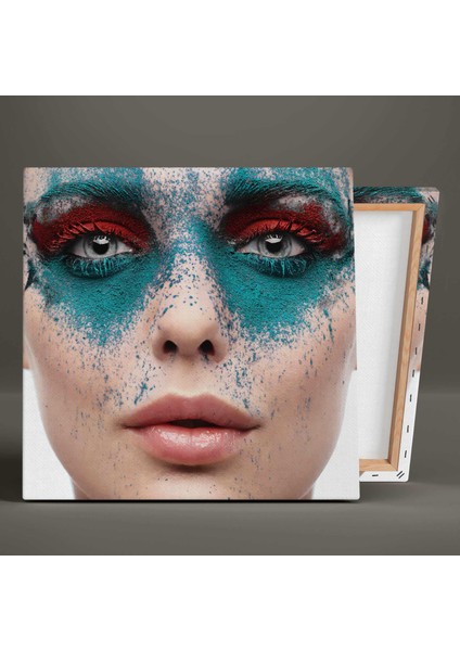 Mavi ve Kırmızı Toz Göz Makyajlı Kadın Make Up Güzellik Salonu Kare Kanvas Tablo