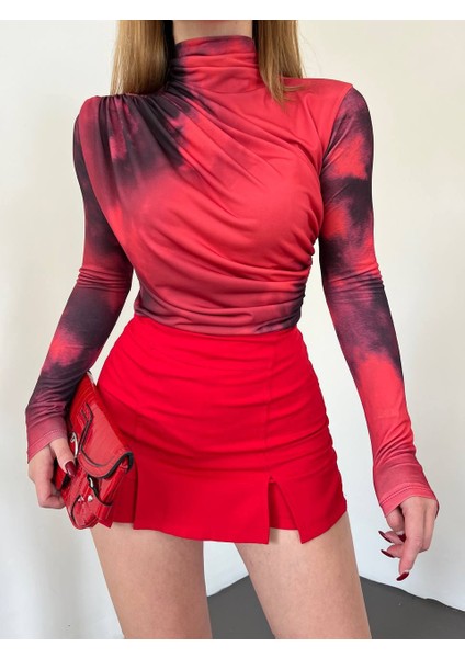 Batik Desenli Uzun Kollu Batik Desenli Bluz