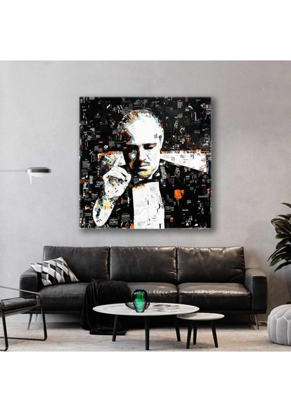 The Godfather Don Corleone Dergi Kolajı Kare Kanvas Tablo