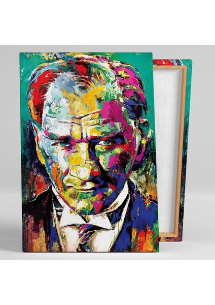 Karizmatik Mustafa Kemal Atatürk Portresi Dikey Kanvas Tablo