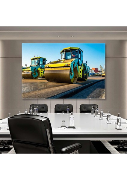Iş Makinaları Inşaat Ofisi Büro Building Dekor Yatay Kanvas Tablo