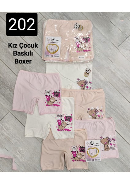 Turkuaz Kids Pamuk   6'lı Paket  Kız Çocuk Baskılı Boxer