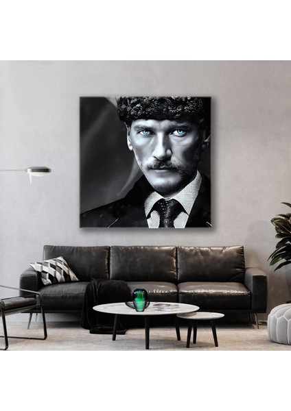 Mustafa Kemal Atatürk Bir Çift Mavi Göz Kare Kanvas Tablo