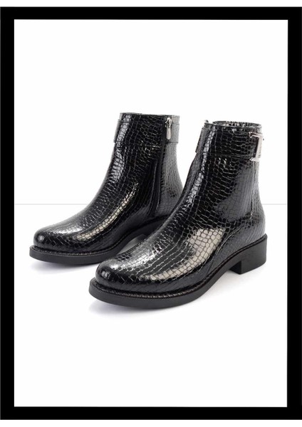Siyah Kroko Rugan Kadın Bot & Bootie K02156049908