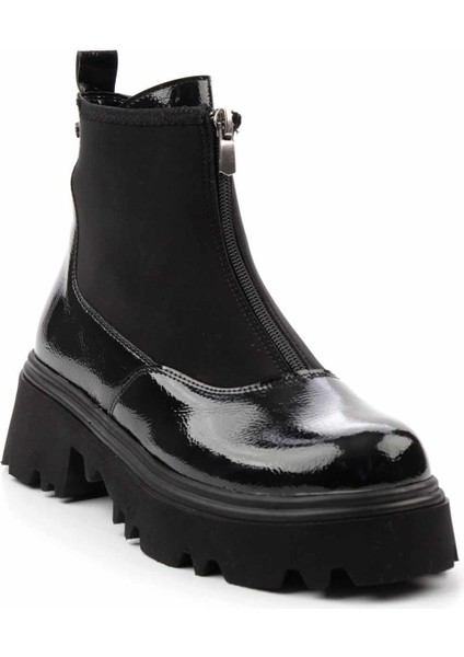 Siyah Kırışık Rugan Kadın Bot & Bootie K02997000308 modelleri