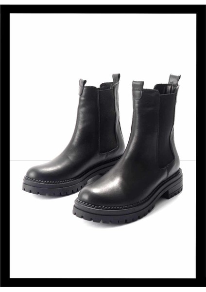 Siyah Leather Kadın Bot & Bootie K02513410203