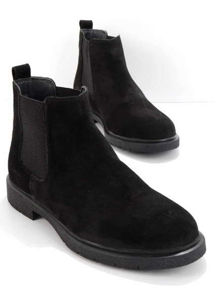Siyah Süet Leather Erkek Bot & Bootie E02811242302