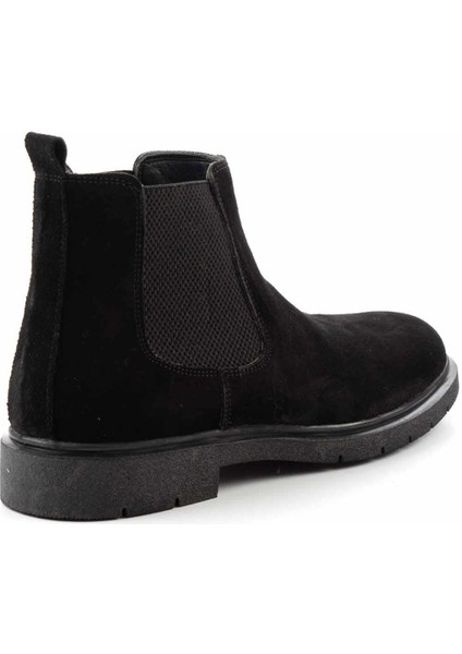 Siyah Süet Leather Erkek Bot & Bootie E02811242302