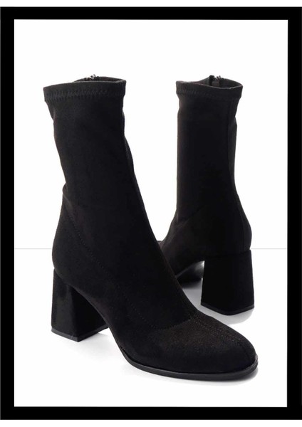 Siyah Süet Kadın Bot & Bootie K02718131502
