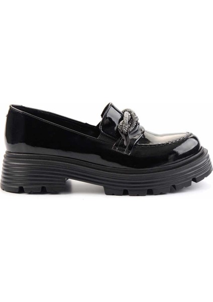 Siyah Rugan Kadın Loafer Ayakkabı K01534265408