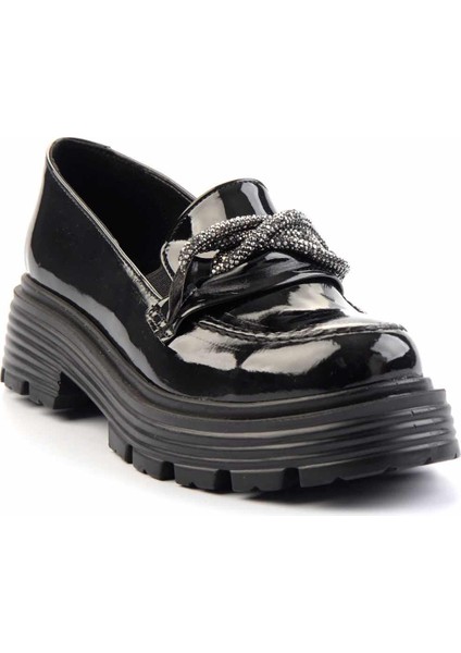 Siyah Rugan Kadın Loafer Ayakkabı K01534265408