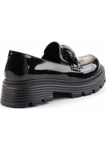 Siyah Rugan Kadın Loafer Ayakkabı K01534265408