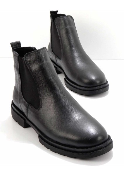 Siyah Leather Erkek Bot & Bootie E02378051203