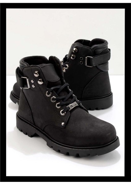 Siyah Leather Kadın Bot & Bootie K02513190403