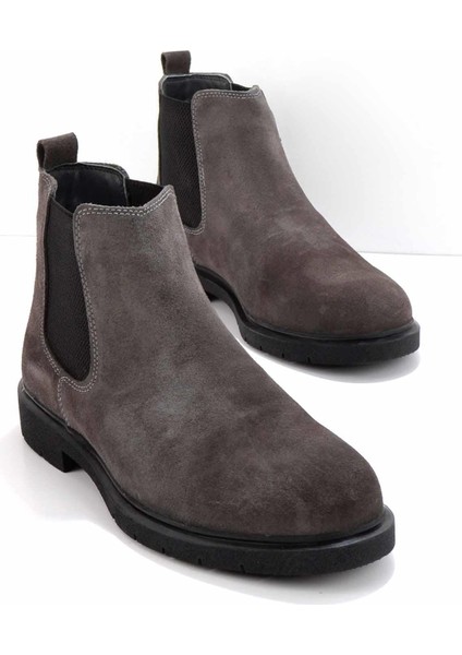 Gri Süet Leather Erkek Bot & Bootie E02811242302