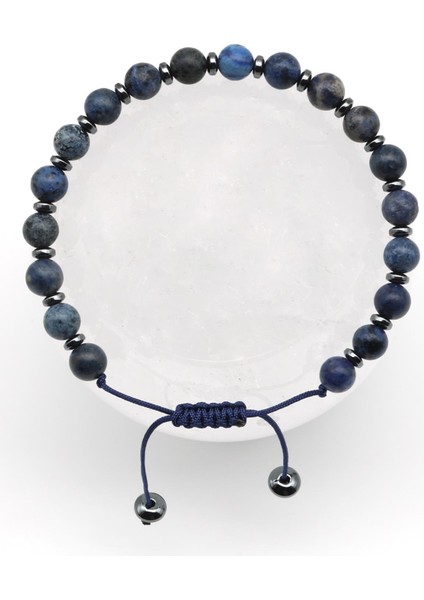 Dumortierite Doğal Taş Makrome Örme Bileklik