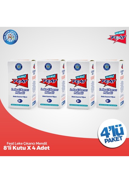 Leke Çıkarıcı Mendil 8'li 4 Kutu 32 Adet Mendil