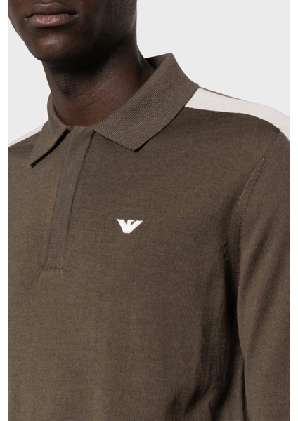 Emporio Armani % 100 Yünlü Fermuarlı Polo Yaka Kazak Erkek Kazak 6R1MU1 1mmhz 0440