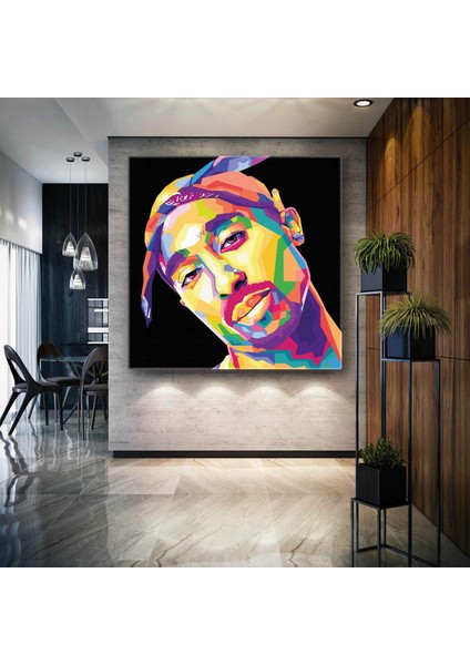 Tupac Shakur Efsane Hiphop Sanatçısı Müzik Kare Kanvas Tablo
