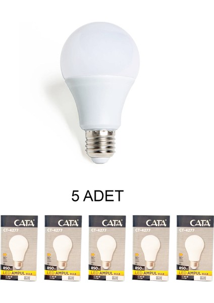 CT-4277 LED Ampul 9W Beyaz 5’li Paket