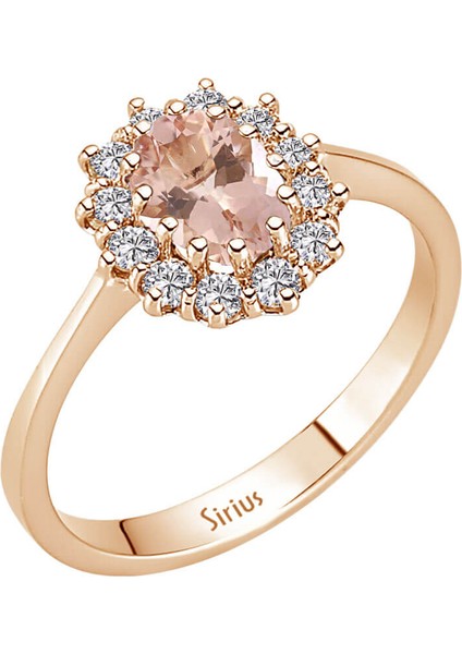 Pırlanta ve Oval Morganitetaşlı Anturaj Yüzük 0404R0406