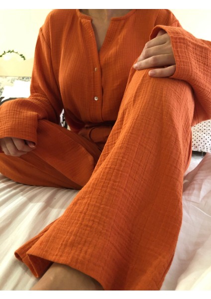 Organik Müslin 2'li Pijama Takımı Naturel Doğal indirimleri