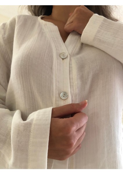 Organik Müslin 2'li Pijama Takımı Naturel Doğal indirimleri