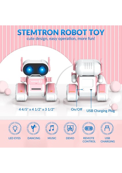 Rc Şarj Edilebilir Uzaktan Kumandalı Robot Oyuncak - Pembe