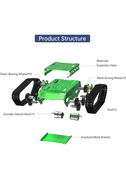 Lewansoul 2WD Motorlu Tank Araba Şasi Kiti - Şok Emici Robot modelleri