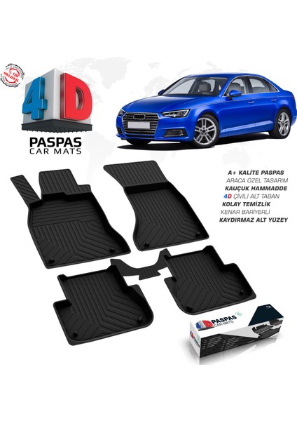 Audi A4 4D Havuzlu Paspas 2016-2019 A+ Kalite