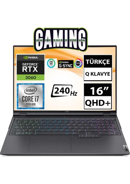 Legion 5 Pro 82RF00J3TX11 I7-12700H 64GB 512SSD+1TBSSD RTX3060 16" Qhd+ Freedos Taşınabilir Bilgisayar