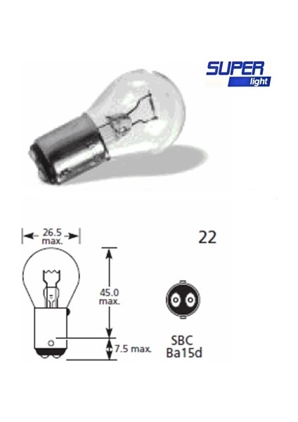 Super Light BA15D Halojen Fren Sinyal Ampulü Çift Duy WY21/12V/21-5W