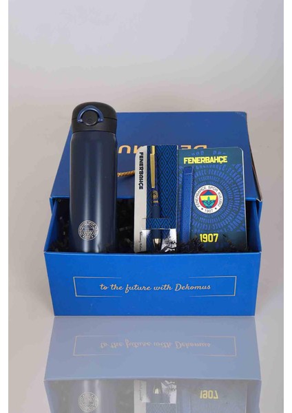 DEKOMUS GIFT BOX ÖZEL KUTULU LiSANSLI ÇELİK TERMOS 500 ML ,AJANDA,PİLOT KALEM FENERBAHÇE SETİ