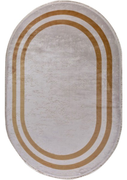 Tenom Premium 13118 Modern Çerçeveli Oval Viskon Halı