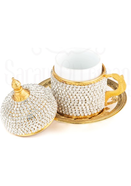 Swarovski Taşlı Kahve Fincanı Takımı 6'lı Sarmaşık Altın fiyatları