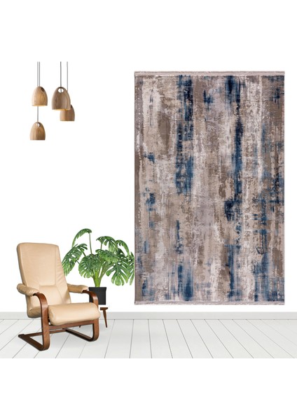 Emirgan T006C Gri Mavi Ince Modern Akrilik Salon Halısı fiyatları