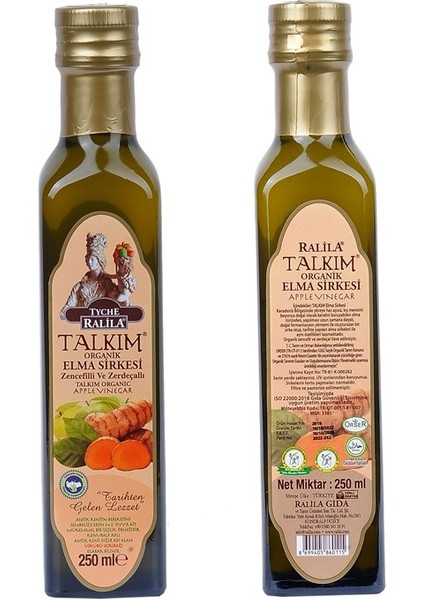 Talkım Zencefilli ve Zerdeçallı Organik Elma Sirkesi 250 ml x 2 Adet