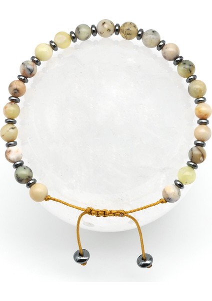 Opal Doğal Taş Makrome Örme Bileklik